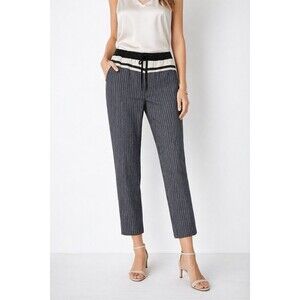 Vince 100% Silk Georgette Printed Pants Black Size S Relaxed Luxury Minimalist